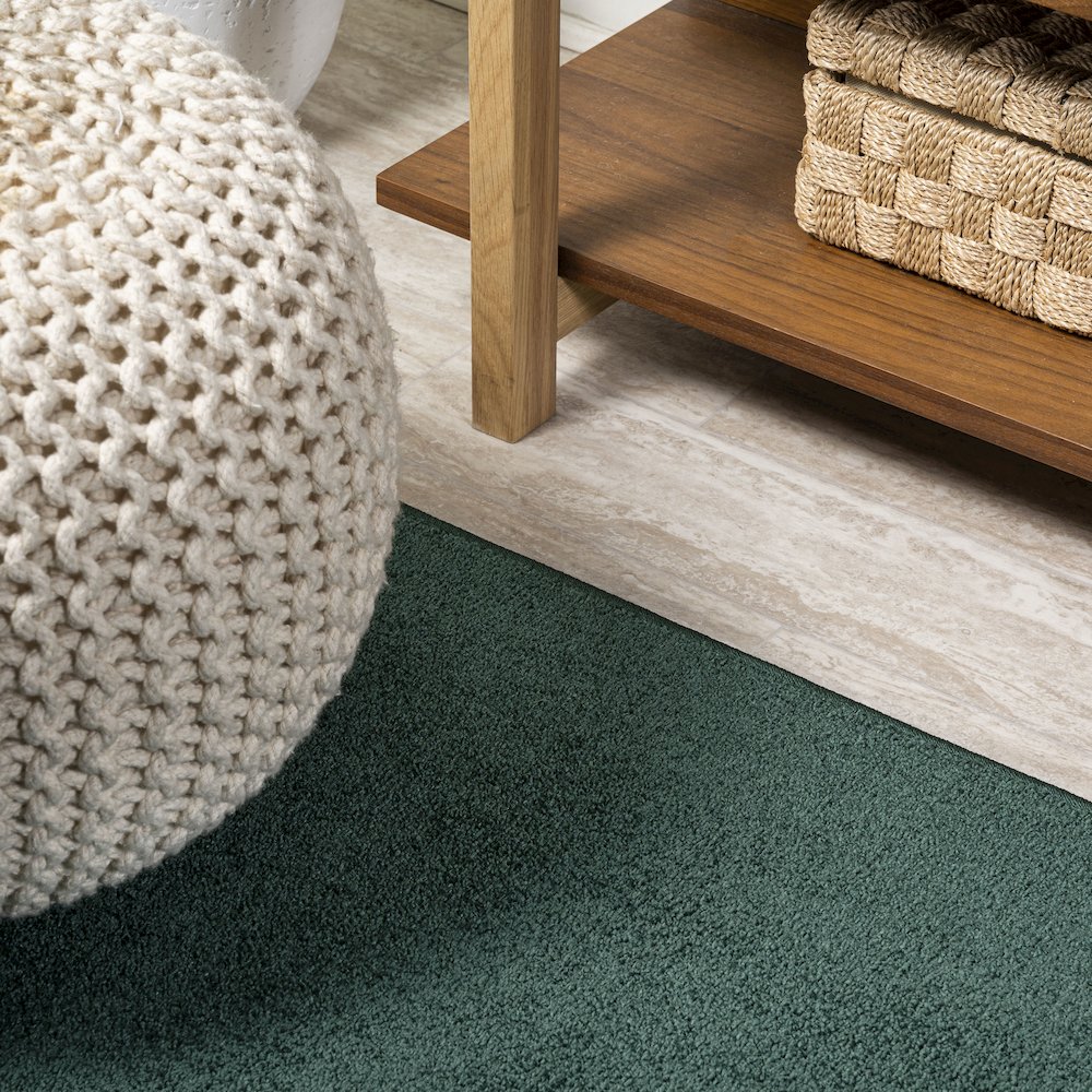 Haze Solid Low Pile Area Rug Emerald