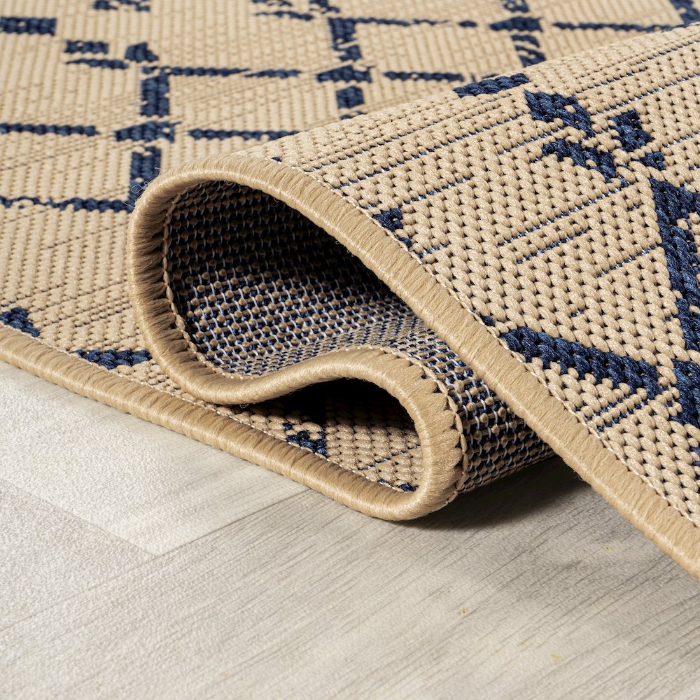 Ourika Moroccan Geometric TetuWeave Beige   Indoor/Outdoor  Rug