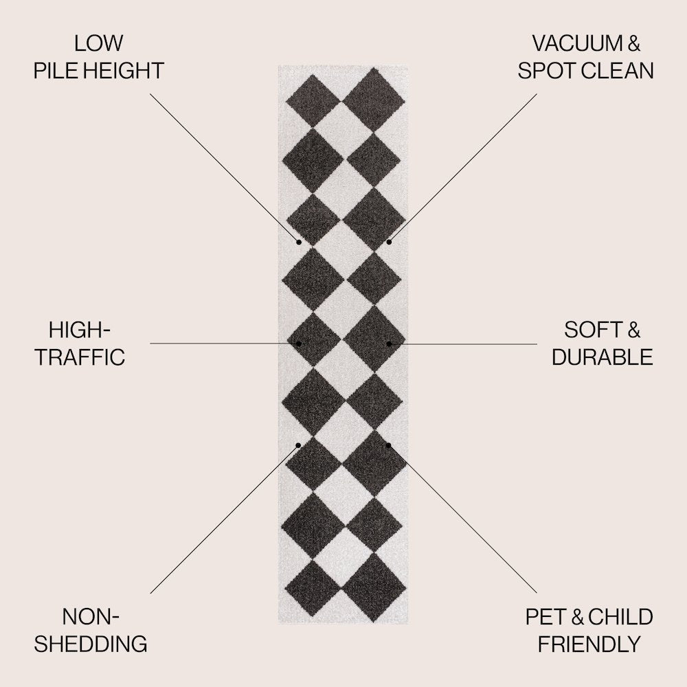 Draper Classic Geometric Diamond Pattern Runner Rug