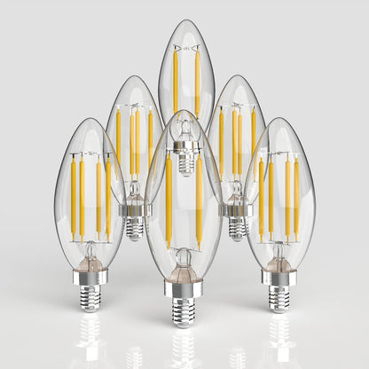 Vintage Non-Dimmable C35 4-Watt Led Edison Glass Bulbs With E12 Base (Pack Of 6)