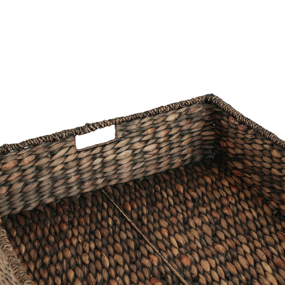 30" Costal Hand-Woven Hyacinth Wicker Under Bed Storage Basket, Brown (Set of 2)
