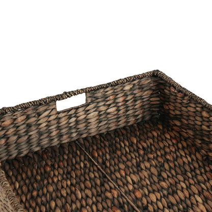 30" Costal Hand-Woven Hyacinth Wicker Under Bed Storage Basket, Brown (Set of 2)