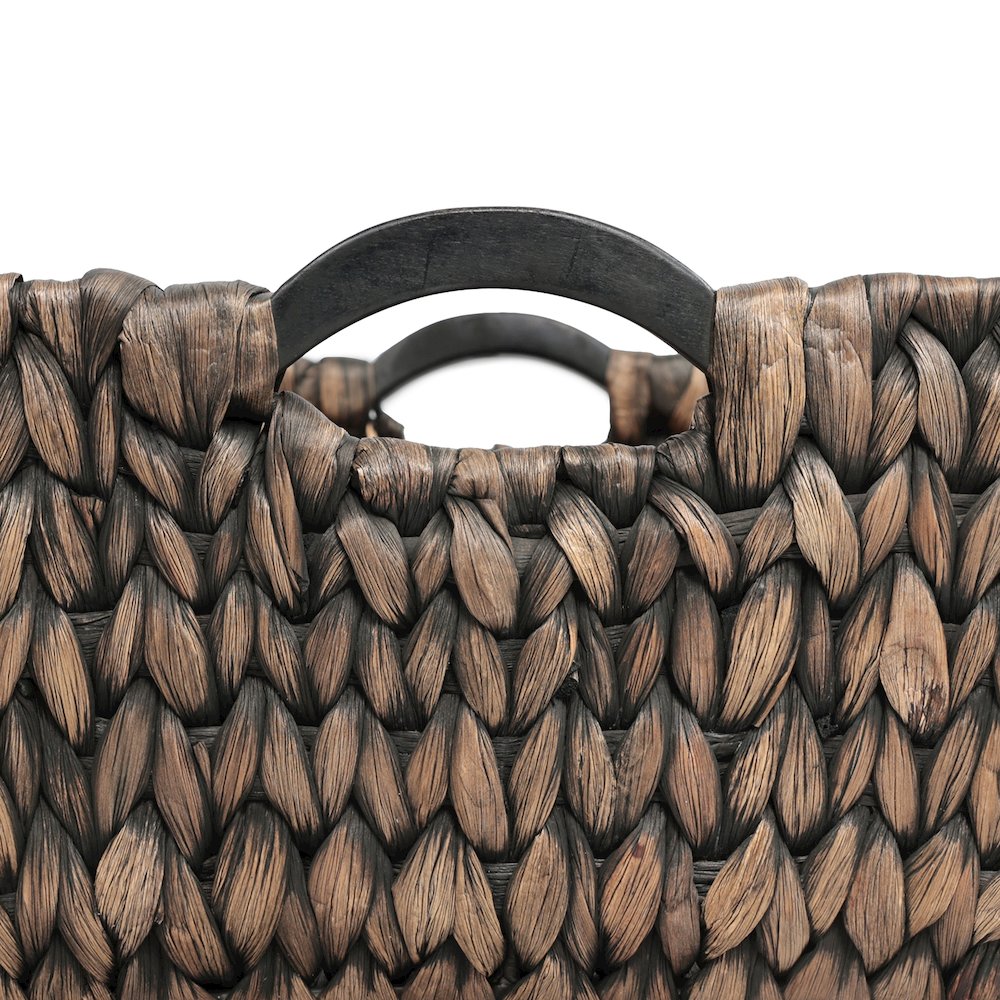 Water Hyacinth Nesting Storage Baskets with Wood Handles, Brown (Set of 3)