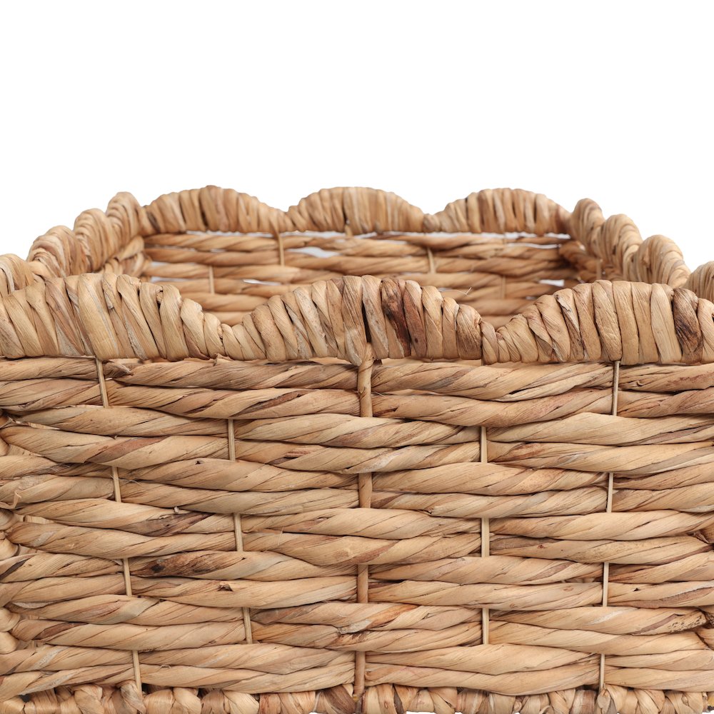 Handwoven Water Hyancinth Scalloped Nesting Storage Baskets, Natural (Set of 4)