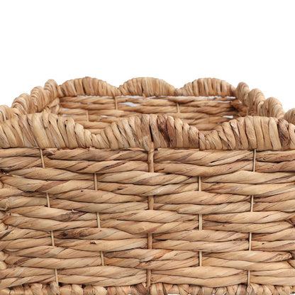 Handwoven Water Hyancinth Scalloped Nesting Storage Baskets, Natural (Set of 4)