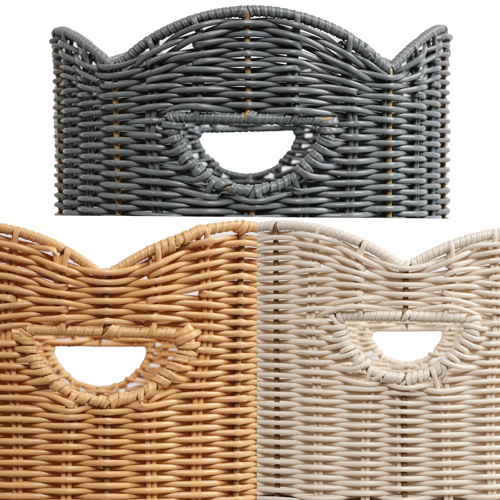 Resin/Metal Scalloped Nesting Storage Baskets, Almond/Natural/Gray (Set of 3)