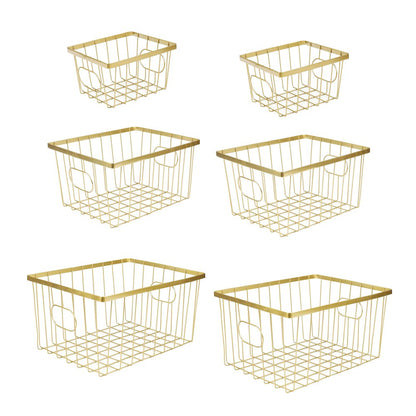 Camden Vintage Handmade Wire Metal Nesting Storage Baskets, Gold (Set of 6)