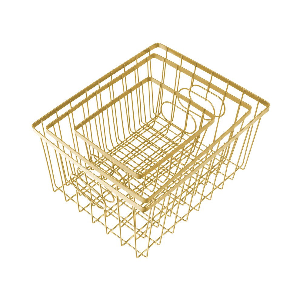 Camden Vintage Handmade Wire Metal Nesting Storage Baskets, Gold (Set of 6)