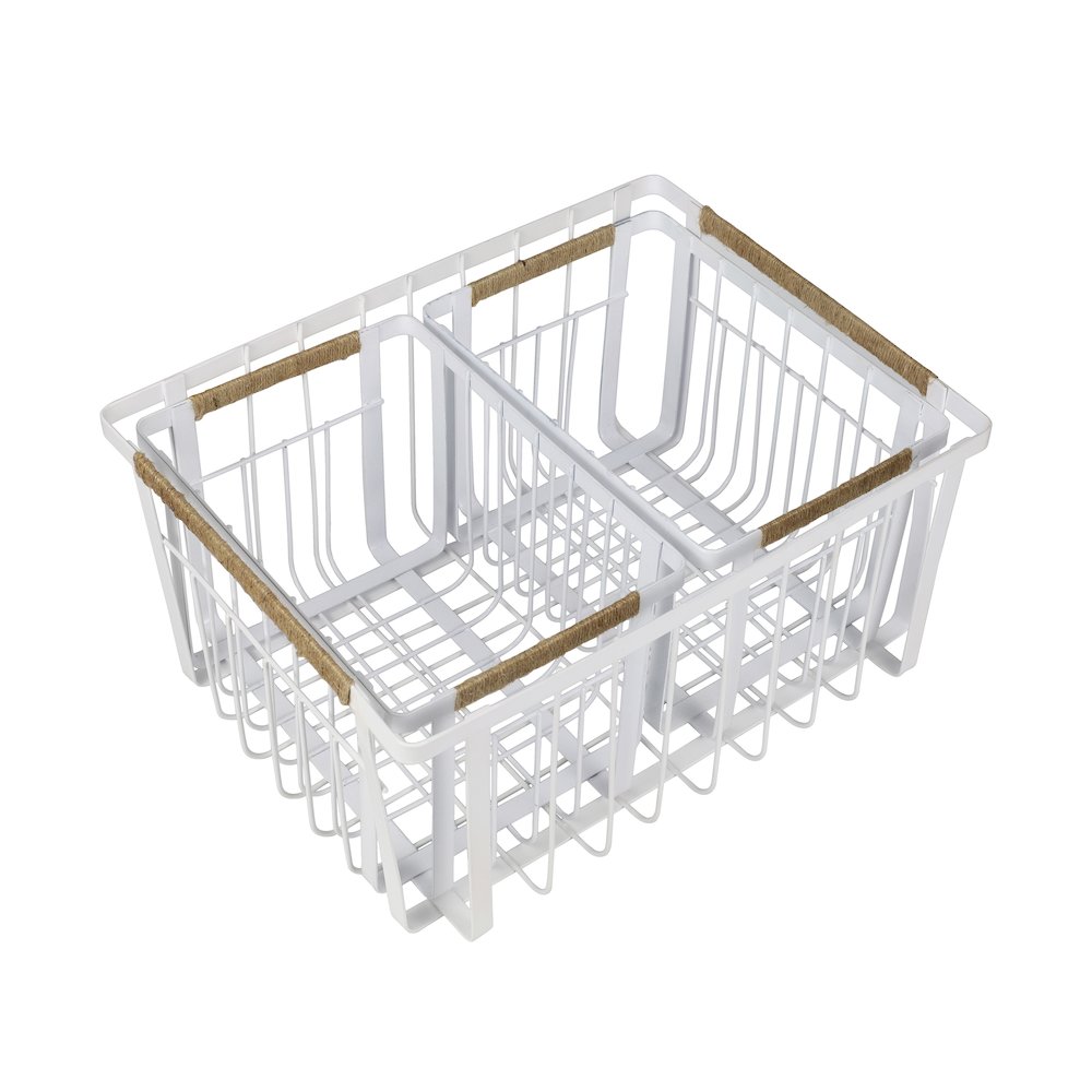 Vintage Farmhouse Handmade Wire Metal Nesting Storage Baskets, White (Set of 3)
