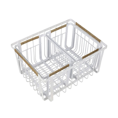 Vintage Farmhouse Handmade Wire Metal Nesting Storage Baskets, White (Set of 3)
