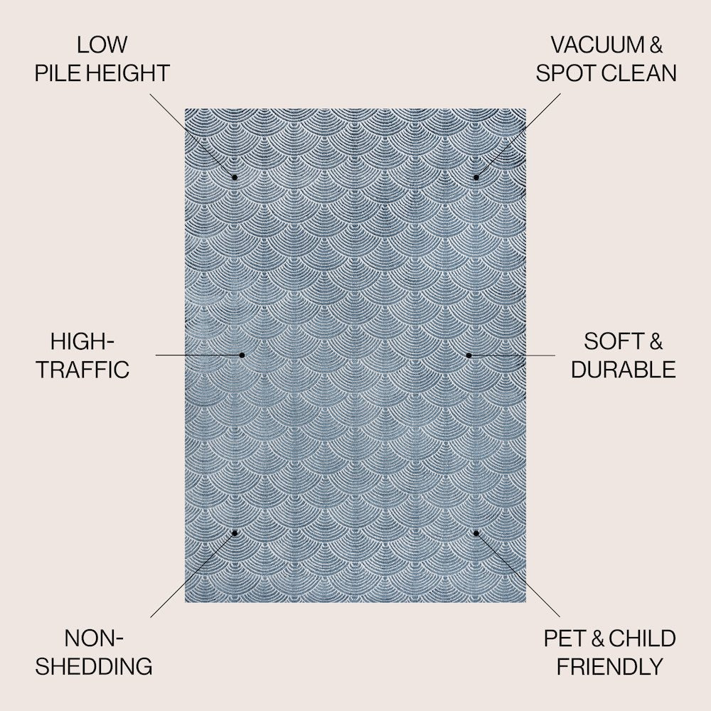 Porter Geometric Art Deco Fan Pattern High-Low Area Rug