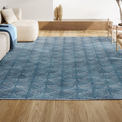 Porter Geometric Art Deco Fan Pattern High-Low Area Rug