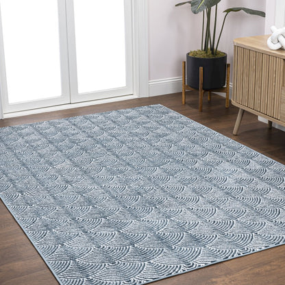 Porter Geometric Art Deco Fan Pattern High-Low Area Rug