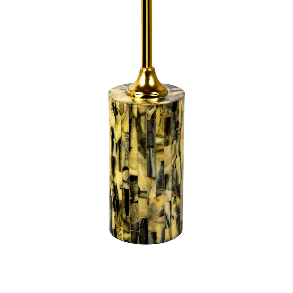 Hedda Contemporary Glam Metal/Resin Faux Stone Round End Table
