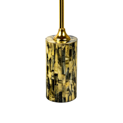 Hedda Contemporary Glam Metal/Resin Faux Stone Round End Table