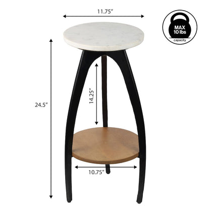 Ollie Designer Farmhouse Metal Tripod Drink Table and Decorative End Table with