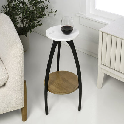 Ollie Designer Farmhouse Metal Tripod Drink Table and Decorative End Table with