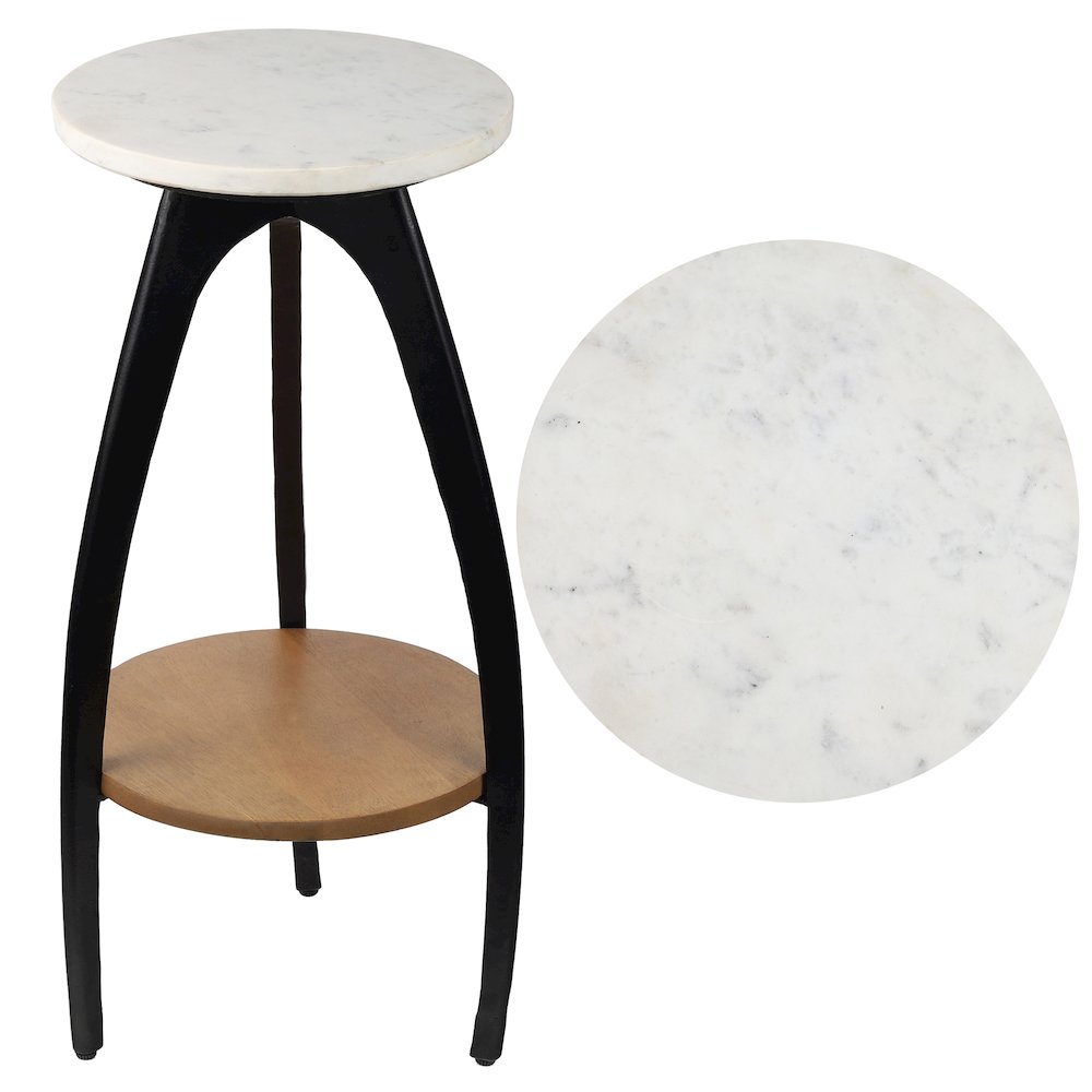 Ollie Designer Farmhouse Metal Tripod Drink Table and Decorative End Table with