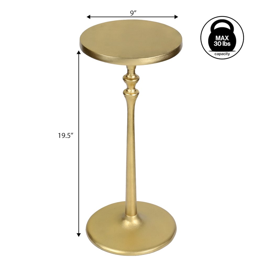 Lulu Art Deco Classic Pedestal Round Metal Drink Table and Decorative End