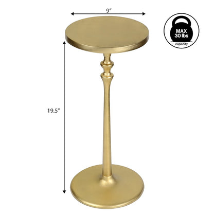 Lulu Art Deco Classic Pedestal Round Metal Drink Table and Decorative End