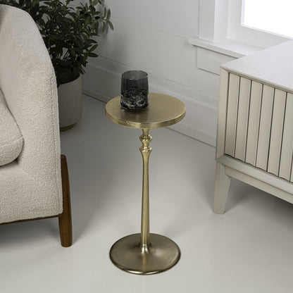 Lulu Art Deco Classic Pedestal Round Metal Drink Table and Decorative End