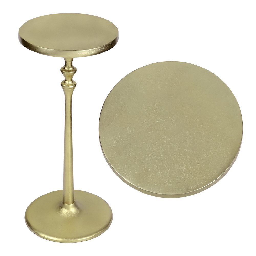 Lulu Art Deco Classic Pedestal Round Metal Drink Table and Decorative End