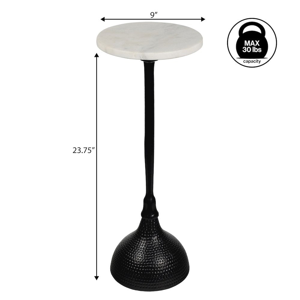 Ava Art Deco Contemporary Metal Pedestal Drink Table and Decorative End Table