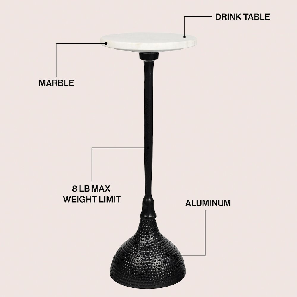 Ava Art Deco Contemporary Metal Pedestal Drink Table and Decorative End Table