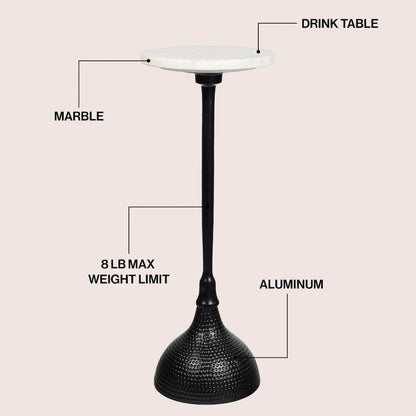Ava Art Deco Contemporary Metal Pedestal Drink Table and Decorative End Table