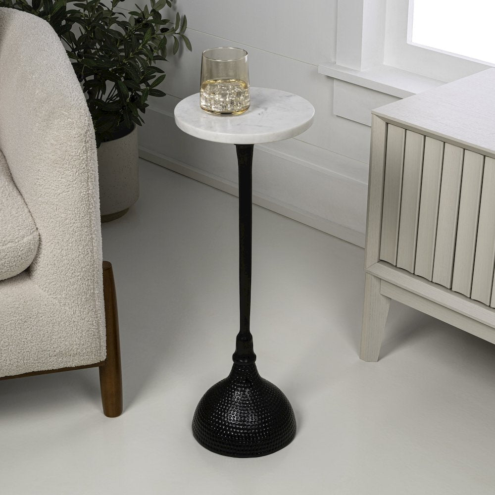 Ava Art Deco Contemporary Metal Pedestal Drink Table and Decorative End Table