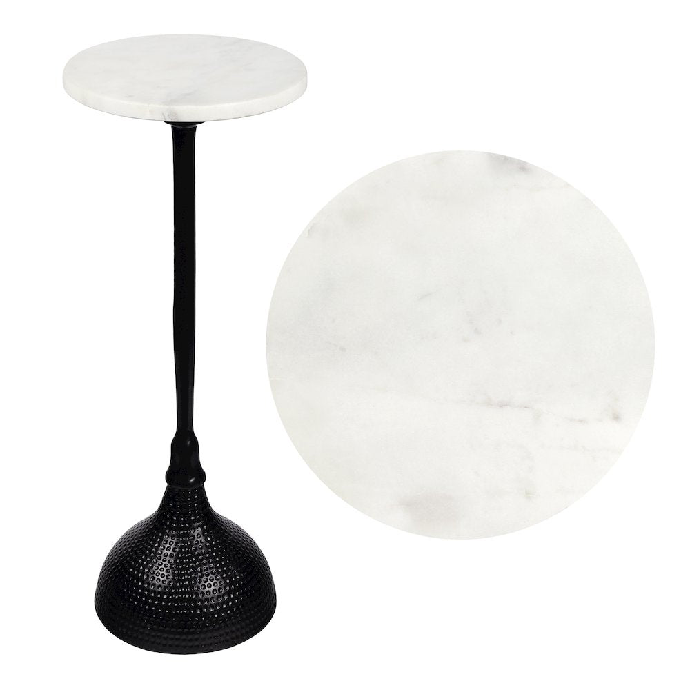 Ava Art Deco Contemporary Metal Pedestal Drink Table and Decorative End Table