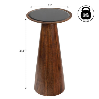 Linden Farmhouse Industrial Mango Wood Drink Table and Decorative End Table