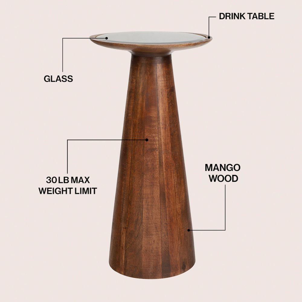 Linden Farmhouse Industrial Mango Wood Drink Table and Decorative End Table
