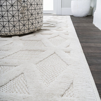 Talaia Neutral Geometric Indoor/Outdoor Area Rug