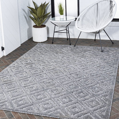 Portmany Neutral Diamond Trellis Indoor/Outdoor Area Rug