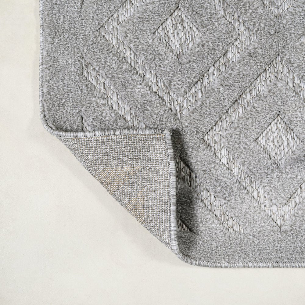 Portmany Neutral Diamond Trellis Indoor/Outdoor Area Rug