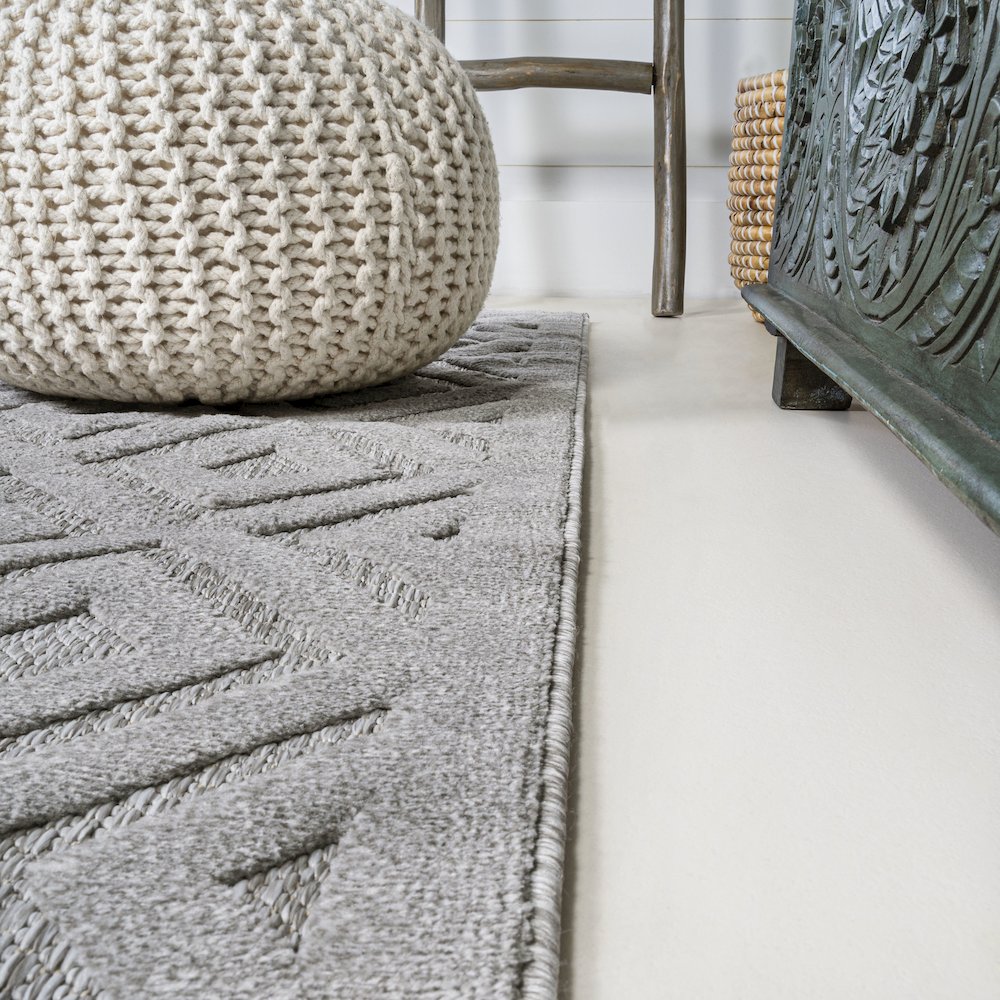 Portmany Neutral Diamond Trellis Indoor/Outdoor Area Rug