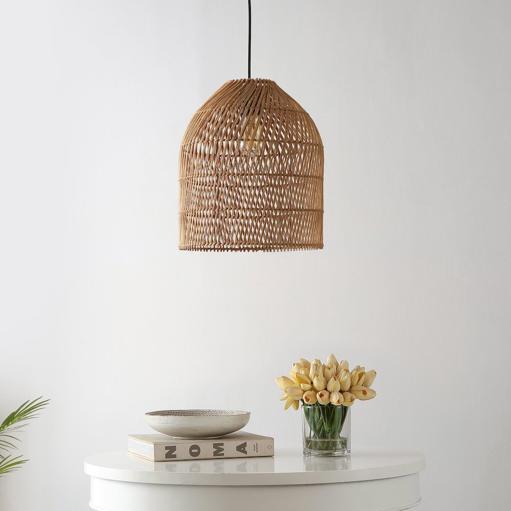 Koda Farmhouse Coastal Bohemian Rattan Led Pendant