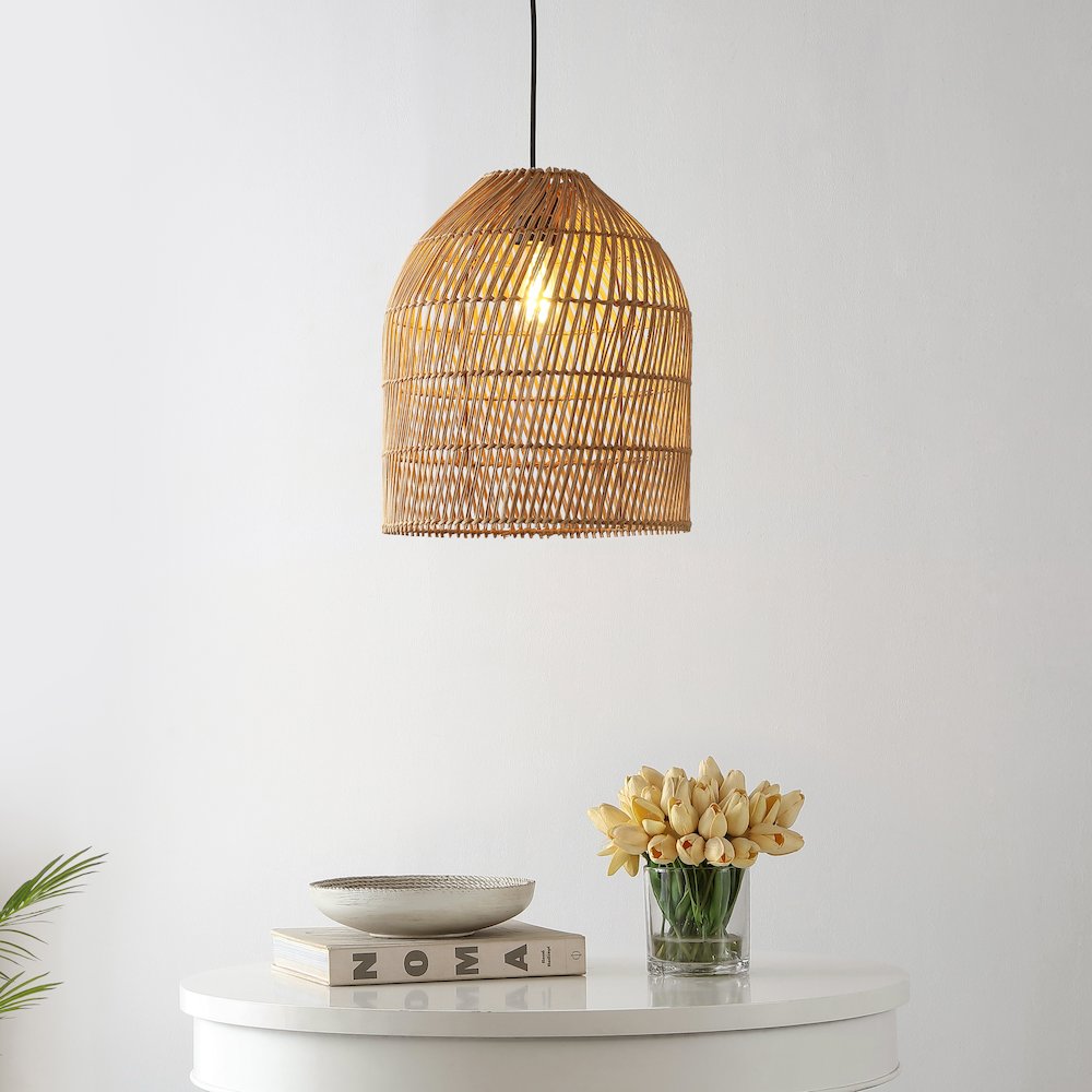 Koda Farmhouse Coastal Bohemian Rattan Led Pendant
