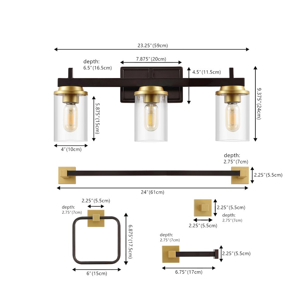 Liam 3-Light Farmhouse Industrial Vanity Light