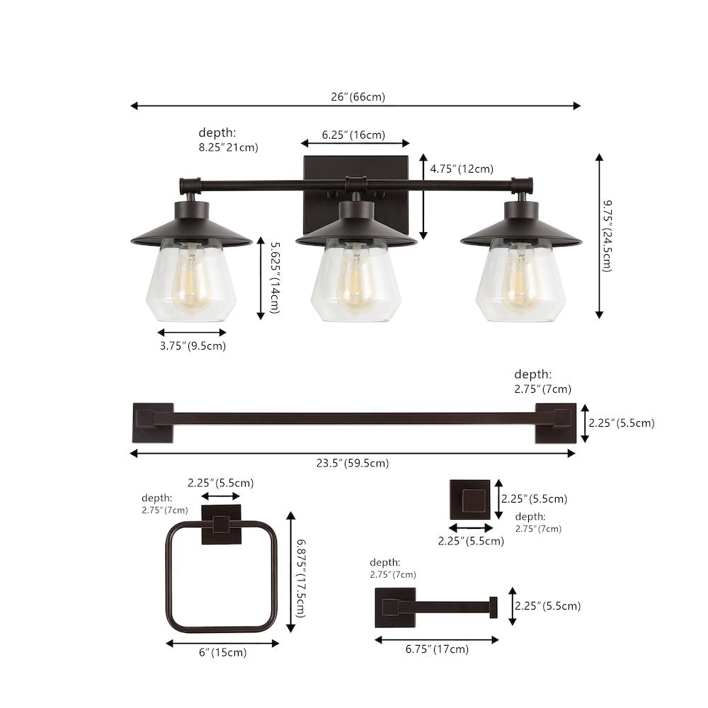 Avalon 3-Light Farmhouse Cottage Vanity Light