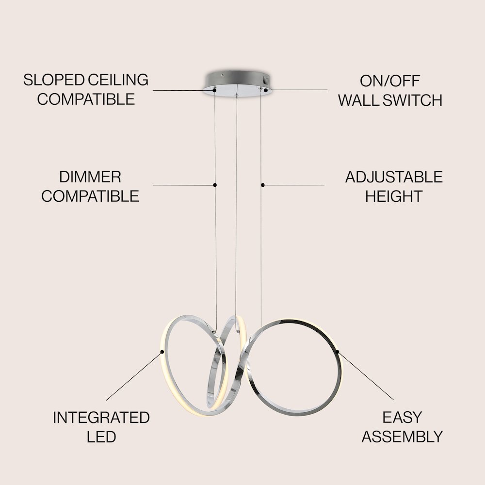 Helix 1-Light Contemporary Minimalist Aluminum Ribbon Integrated Led Pendant