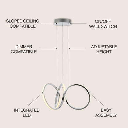 Helix 1-Light Contemporary Minimalist Aluminum Ribbon Integrated Led Pendant