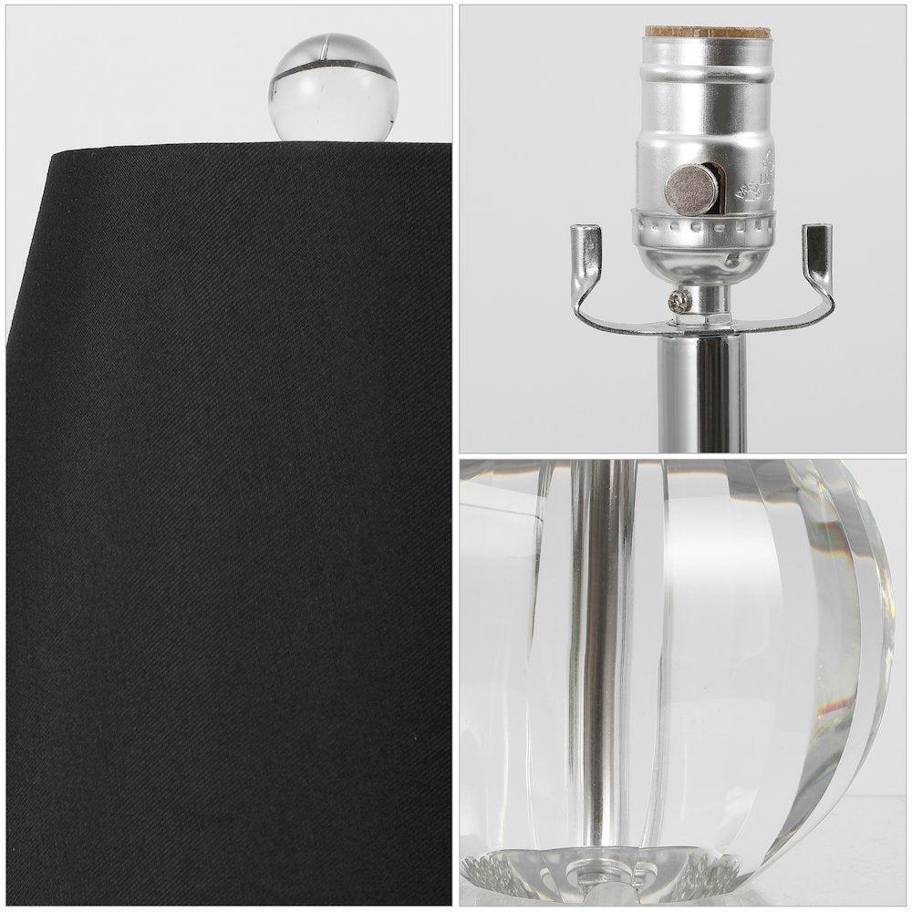 Goddard 16" Crystal Ball/Metal LED Table Lamp, Clear/Black