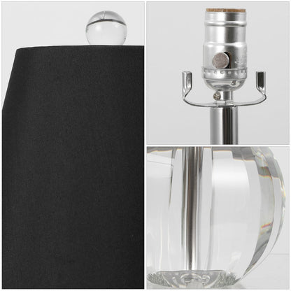 Goddard 16" Crystal Ball/Metal LED Table Lamp, Clear/Black
