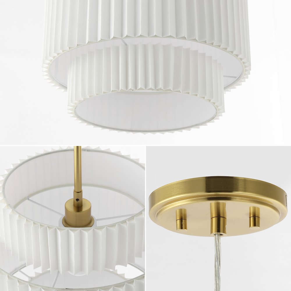 Boden 1-Light Vintage Mid-Century Iron Led Pendant With Pleated Shade