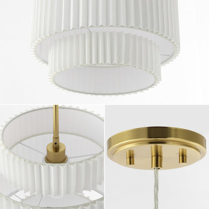 Boden 1-Light Vintage Mid-Century Iron Led Pendant With Pleated Shade