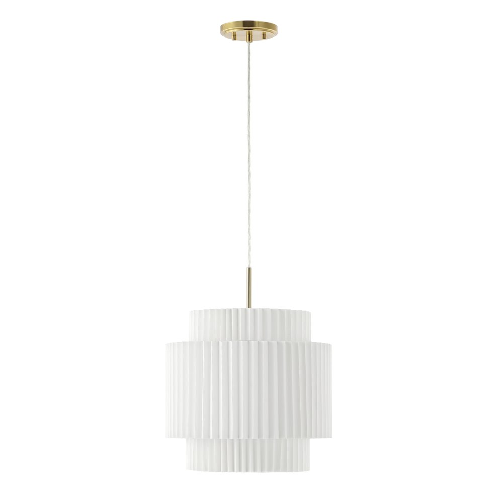 Boden 1-Light Vintage Mid-Century Iron Led Pendant With Pleated Shade