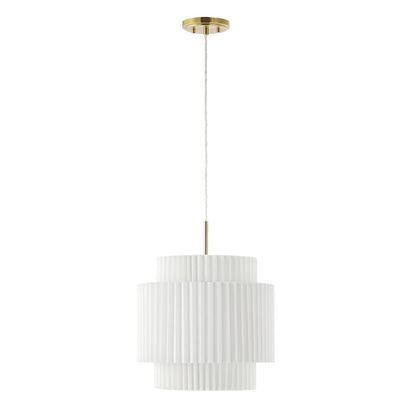 Boden 1-Light Vintage Mid-Century Iron Led Pendant With Pleated Shade