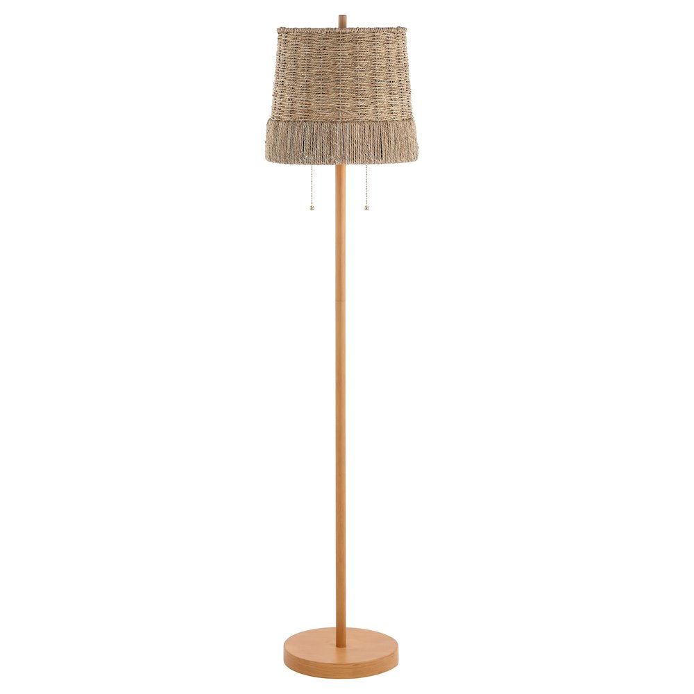 Ocata Coastal Bohemian Ironrattan Led Floor Lamp With Pull Chain